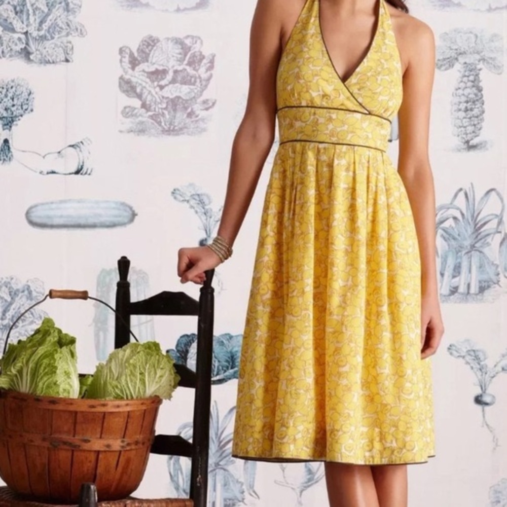 Anthropologie Moulinette Soeurs lemon halter dress
